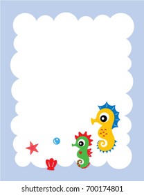 cute seahorse message card vector