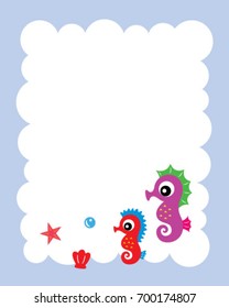 cute seahorse message card vector