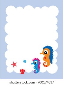 cute seahorse message card vector