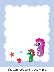 cute seahorse message card vector