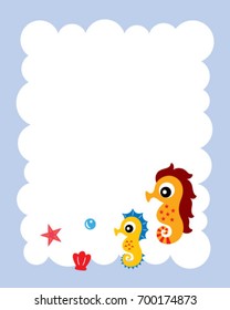 cute seahorse message card vector