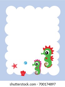 cute seahorse message card vector
