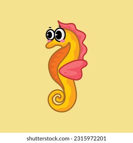 Cute seahorse  sea animal cartoon icon vector illustration