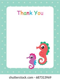 cute seahorse thank you card