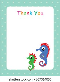 Cute Seahorse Thank You Card Stock Vector (Royalty Free) 687314050 ...