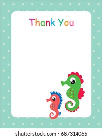 cute seahorse thank you card