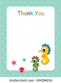 Cute Seahorse Thank You Card Stock Vector (Royalty Free) 694284016 ...