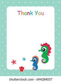 cute seahorse thank you card
