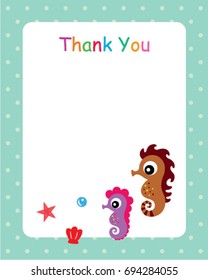 cute seahorse thank you card
