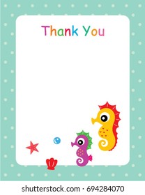 cute seahorse thank you card
