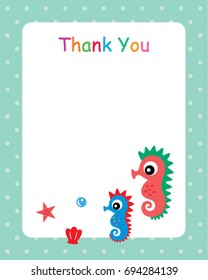 cute seahorse thank you card
