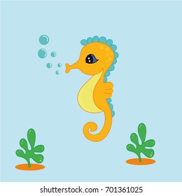 cute seahorse vector