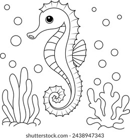 Cute seahorses coloring page for kids