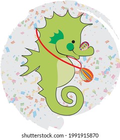 Cute Seahorses für fröhliche Ostertages-Illustration
