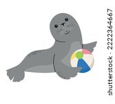 cute Seal animal with rubber ball