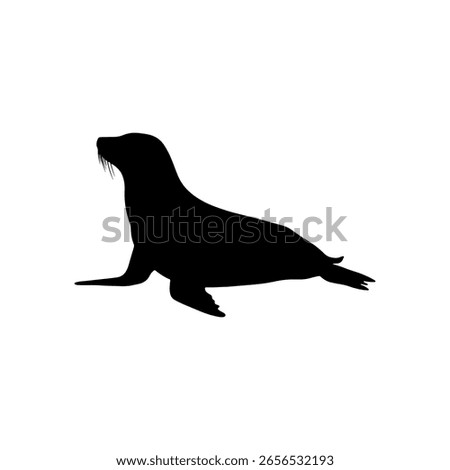 Cute seal animal silhouette vector flat illustration design. 