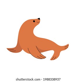 Cute seal - cartoon animal character. Vector illustration in flat style isolated on white background.