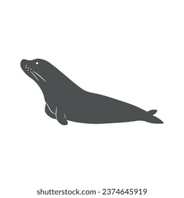 Cute seal cartoon animal design flat vector illustration isolated on white background.