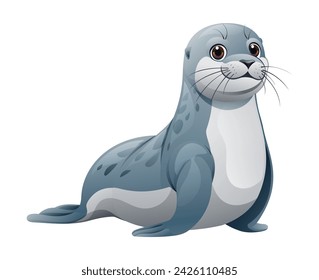 Cute seal cartoon character. Vector illustration isolated on white background