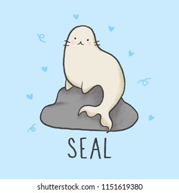 Cute Seal cartoon hand drawn style