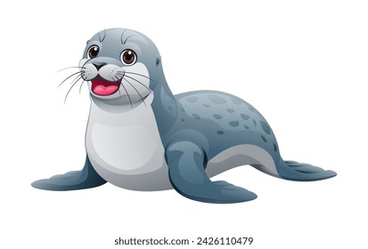 Cute seal cartoon illustration isolated on white background