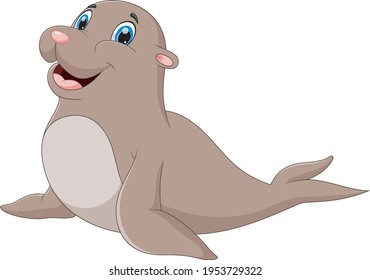 cute seal cartoon isolated on white background