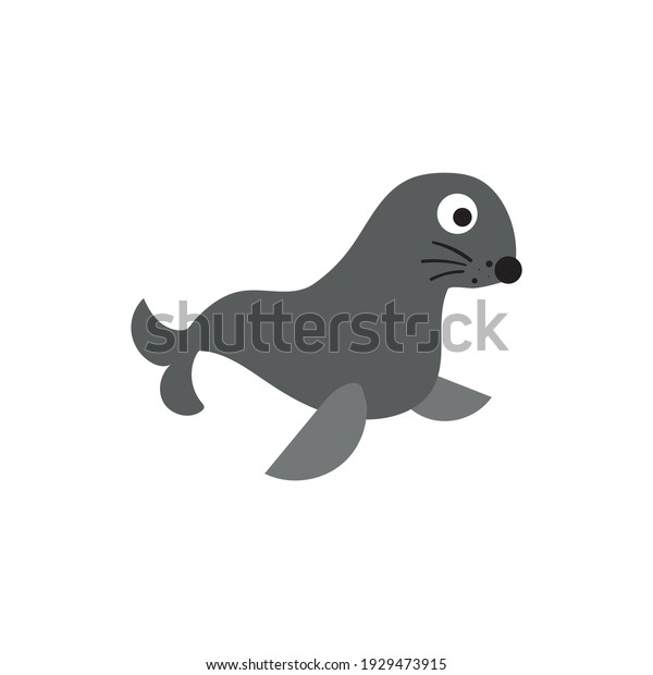 Cute seal\
cartoon vector on a white\
background