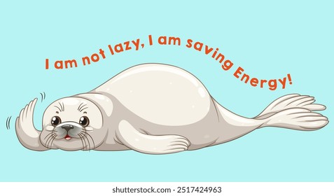 
cute seal character fun lay down vector illustration