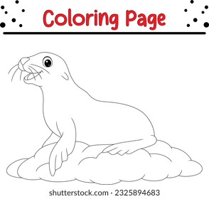 Cute Seal Coloring Page Isolated for Kids.