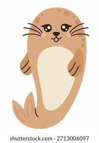 Cute seal. Flat vector illustration.
