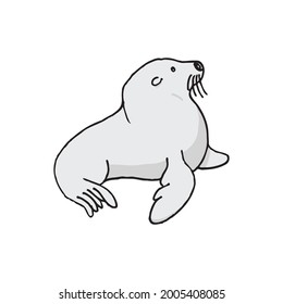 Cute seal. Hand-drawn vector simple cartoon