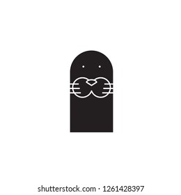 Cute seal head black vector concept icon. Cute seal head flat illustration, sign