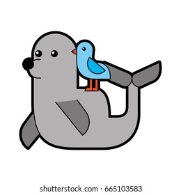 cute seal isolated icon