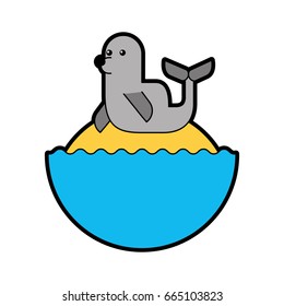 cute seal isolated icon