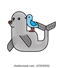 cute seal isolated icon