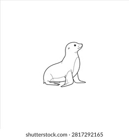 Cute seal pup sitting and looking up