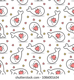 Cute seal seamless pattern with star dot and heart, cartoon fish background