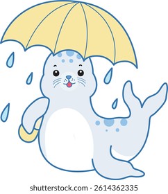Cute Seal vector icon. Funny baby Seal animal series stock illustration. Life of fluffy Seal designs.
babys seal bring an umbrella
