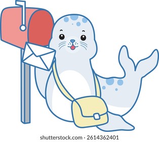 Cute Seal vector icon. Funny baby Seal animal series stock illustration. Life of fluffy Seal designs.
baby seal send a message
