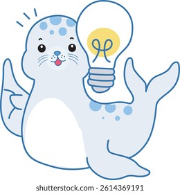 Cute Seal vector icon. Funny baby Seal animal series stock illustration. Life of fluffy Seal designs.
baby seal have an idea
