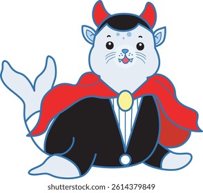 Cute Seal vector icon. Funny baby Seal animal series stock illustration. Life of fluffy Seal designs.
baby seal wearing a vampire costume