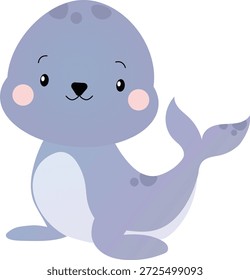 Ilustración vectorial linda del sello, carácter animal marino adorable