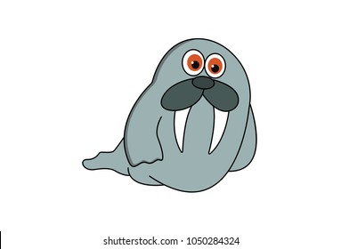 Cute Seal. Vector Illustration. Isolated on white background.