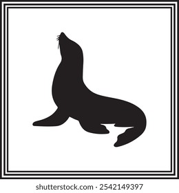 Cute seal vector, ocean animal silhouette.