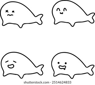 Cute Seal Vectors | Various Expressions | Line Art | Minimalist Design | 4 Vectors