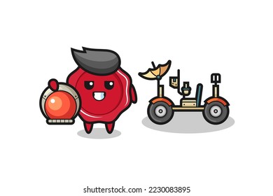 the cute sealing wax as astronaut with a lunar rover , cute style design for t shirt, sticker, logo element