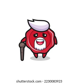cute sealing wax grandpa is holding a stick , cute style design for t shirt, sticker, logo element