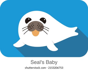 cute seal's baby flat icon  vector illustration