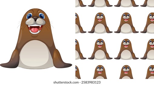 Cute seals in a repeating playful pattern