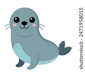 Cute Seals Sitting Vector Icon Illustration. Animal Nature Icon Concept